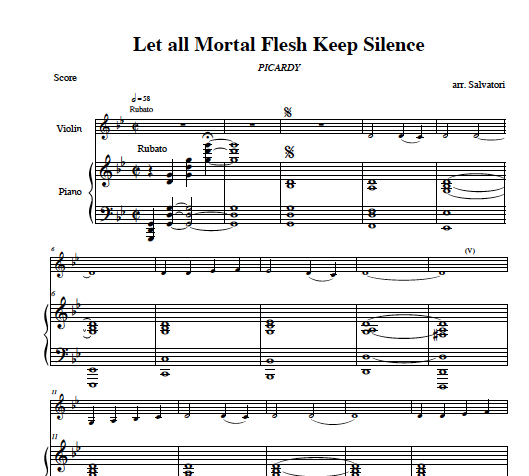solo violin: Let All Mortal Flesh Keep Silent intermediate piano and violin for worship